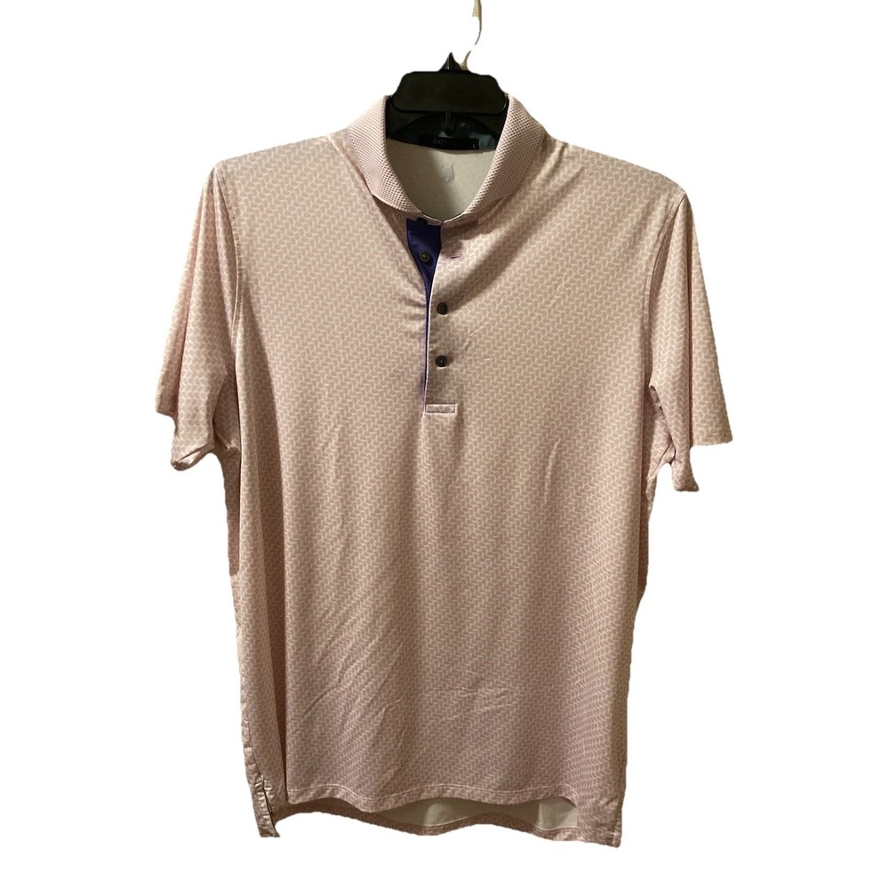 Greyson Printed Polo Shirt Men's Sz L Pink Performance Golf Sport Active AOP‎